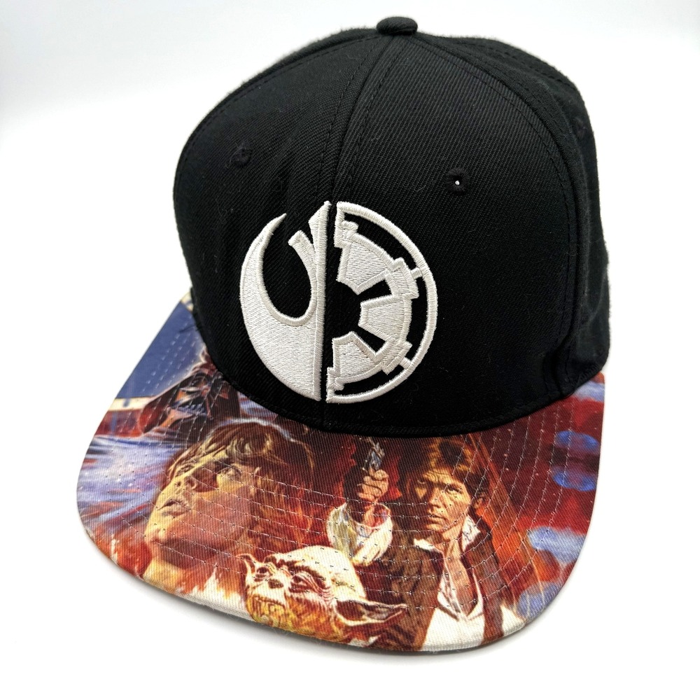 Star‎ Wars Hat Cap Snap Back Mens Black Rebel Empire Logo Graphic Brim Movie